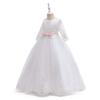 Elegant White Tulle Girls Dress Formal  First Communion Princess Kids Party Dress For Girl Bow Wedding Bridemaid Evening Costume
