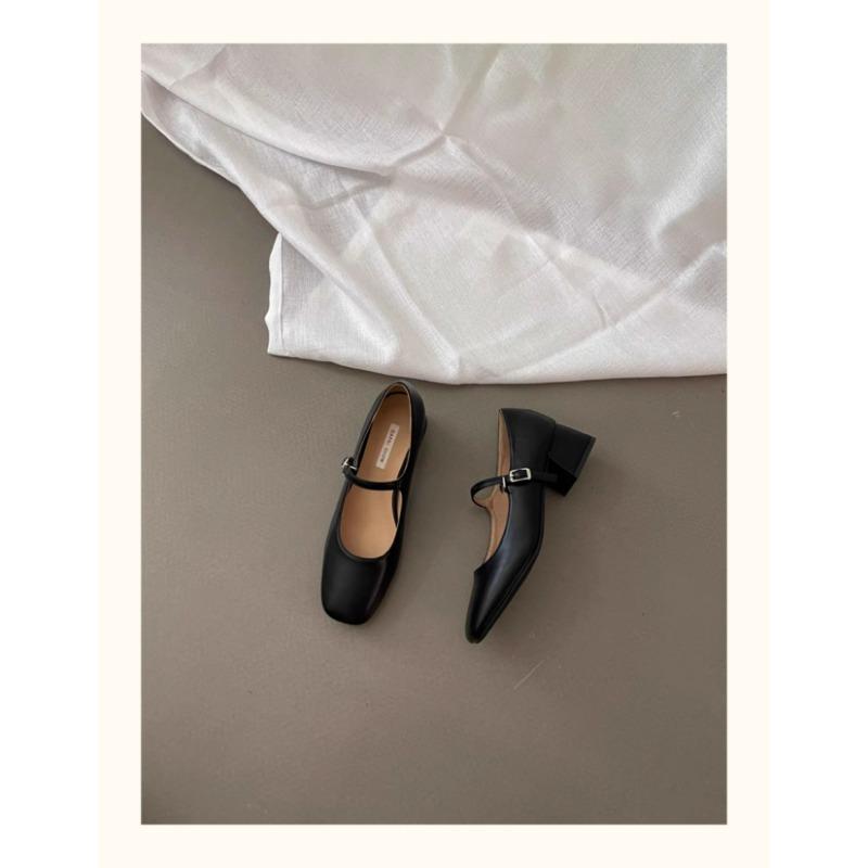 

Туфли-лодочки с квадратным носком и неглубоким вырезом, женские новые, к юбке, нежные туфли, мягкие балетки Мэри Джейн, маленькие кожаные туфли 40 чёрный