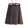 Damen Strickrock mit Polka Dots Hohe Taille Temperament Gerader Schlauchrock Mittelang A-Linien-Rock