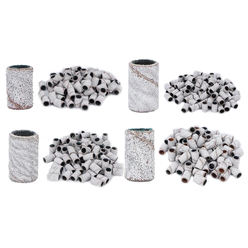 100pcs Nail Art Sanding Bands Professional Manicure Sanding Rings Nail Salon Tools White