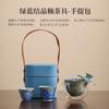 Crystal Glaze Travel Tea Set, Kiln Change Express Cup Cover Bowl, Household Kung Fu One Pot Two Cups Outdoor Portable Bag