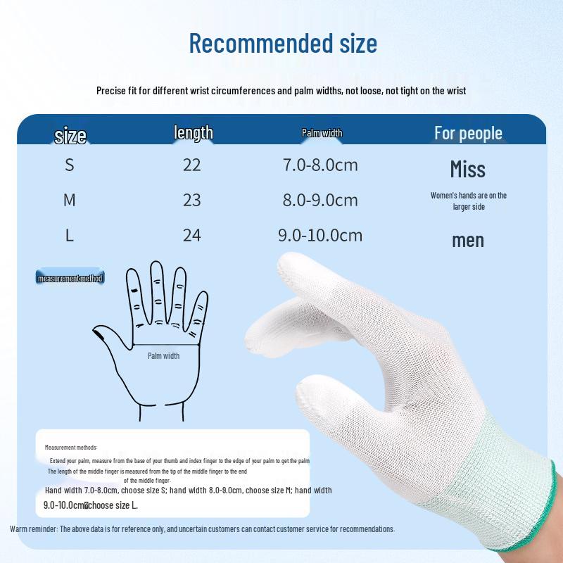36 Pairs Thin White Nylon PU Coated Anti-Static Gloves - Durable, Dust-Free Labor Protection