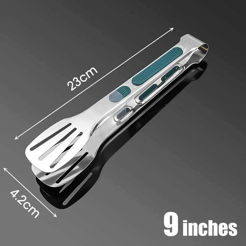 7912Inch Stainless Steel Food Clip Non Slip Bbq Tongs Silicone Non-Slip Handle Meat Salad Bread Clip Home Kitchen Baking Tool