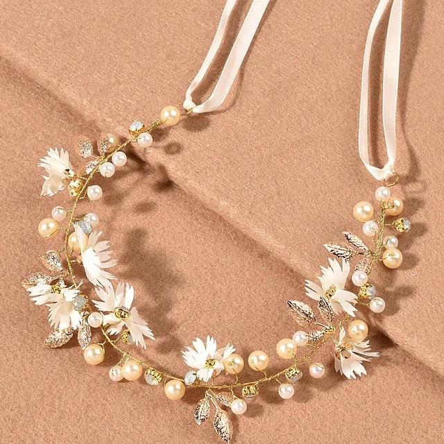 Korean Fashion Imitated Pearl Crowns Girls Bridal Wedding Headband Floral Flower Headband for Girls Adult Hair Accessories