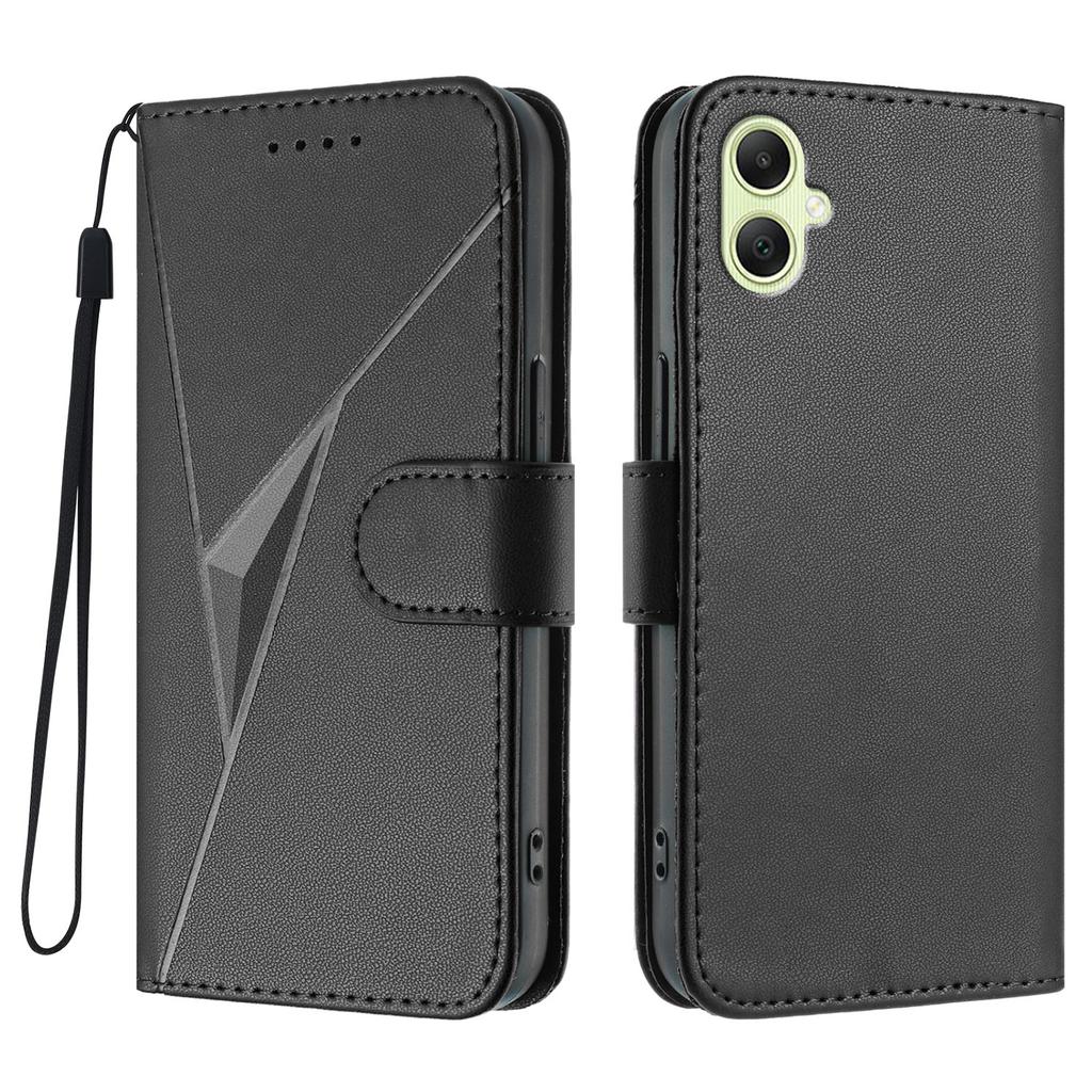 For Samsung Galaxy A07 Deksel Triangelimprint Lær Telefondeksel med Lanyard