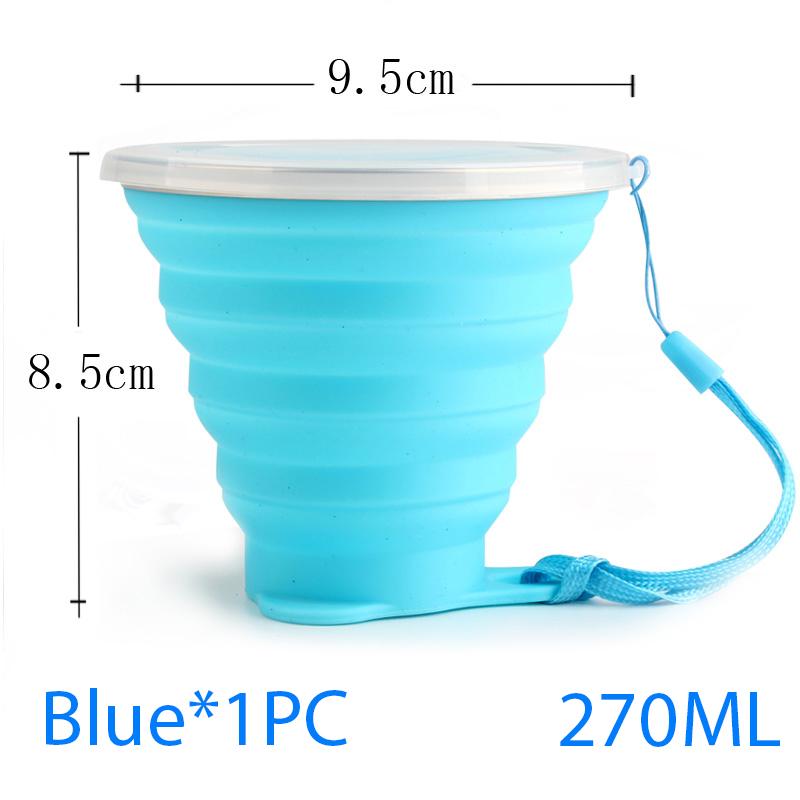 270MLMini Retractable Cup Folding Cup SiliconeOutside Travel Portable Teacup Coffee Drinking Mug with Lid High Quality Practical Daily Use