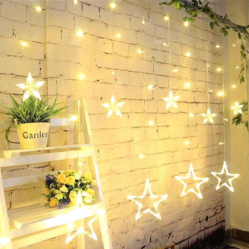 

Shaped Star Led Lights String Curtain Window Bedroom Xmas Fairy Lamp Decor Home WarmWhite,US Plug