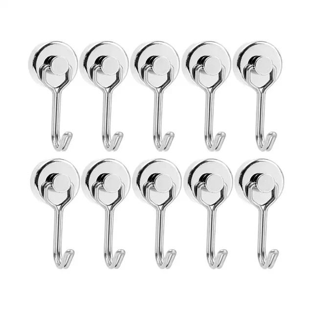 

10pcs Black Magnetic Hooks 0-5kg Heavy Duty Neodymium Rare Earth Magnetic Hangers, Extra Strong Magnets with Hook for Hanging,