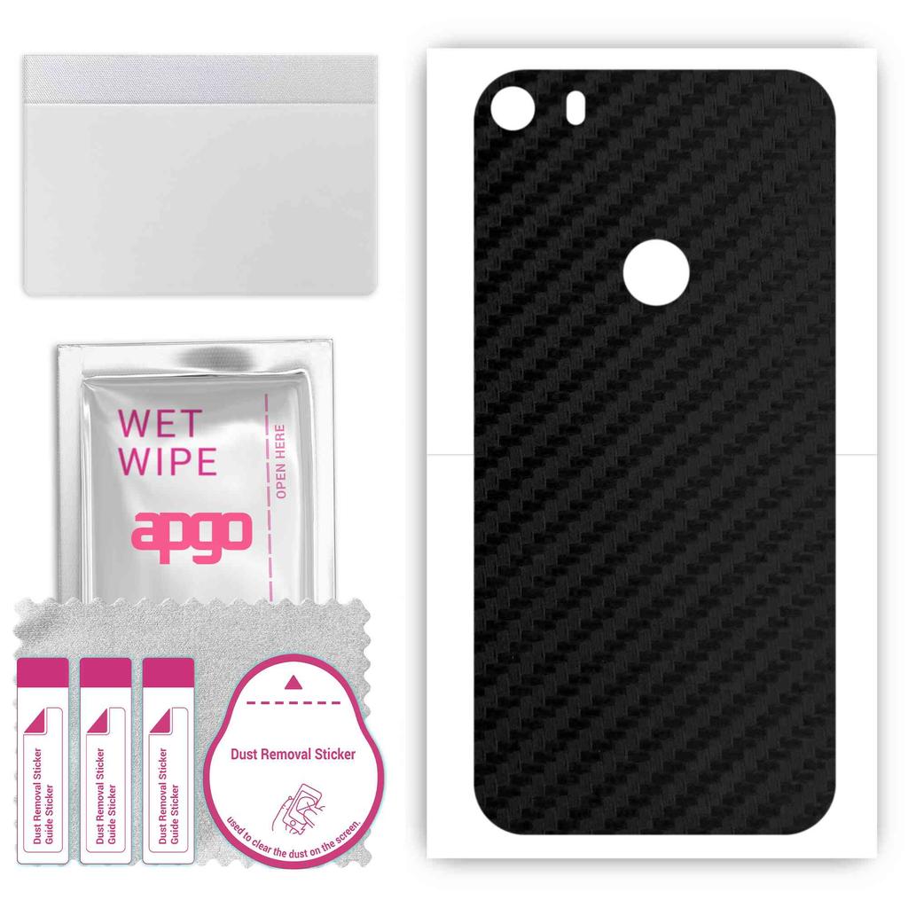 apgo Protective Skin Sticker for the Back Compatible with Alcatel Idol 5, Wrap Film, Foil, Vinyl - Pattern Carbon Black