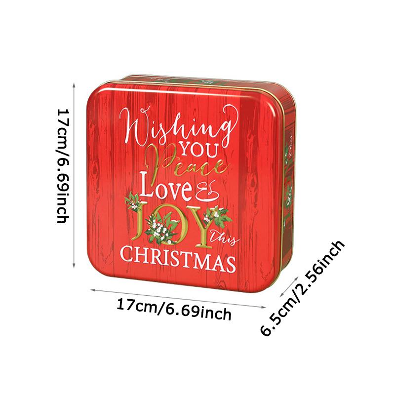 WTEMPO Square Printed Empty Metal Box Christmas Party Favors Christmas Gift Packaging Box Wedding Decorations