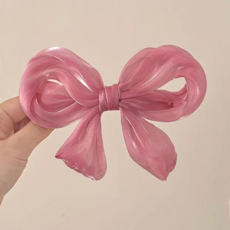 

Korean High-end Feeling Super Fairy Luster Gauze Yellow Bow Bangs Clip On Back Of Woman s Head Half Tied Hair Accessory
