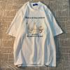 Catching Three Ducks American Retro Fun Printed Short Sleeved Cotton T-shirt Men Women Couple Loose Oversize Top Summer Tees