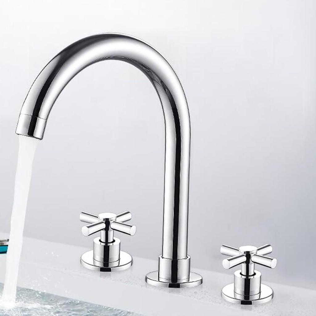 Baterie Lavabo Cromată cu 3 Orificii Baterie Lavabo Alamă Baterie Mixer Chiuvetă Baie 3 Orificii-Crom