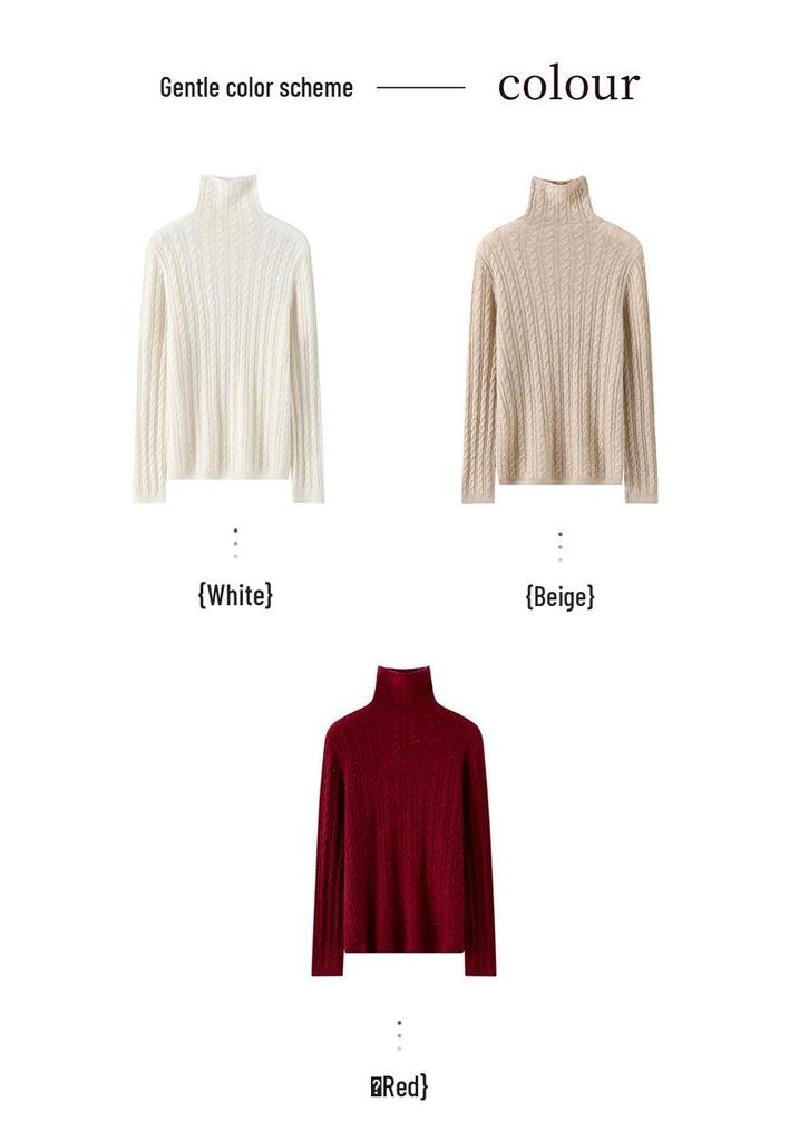Women's Cashmere Mock Neck Sweater - Solid, Versatile Base Layer for Autumn/Winter, Twelve Gauge Knit Pullover