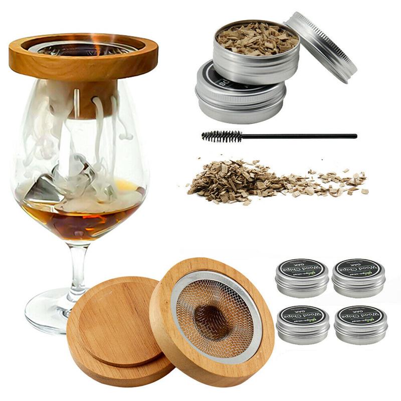 Kit Fumoir à Cocktail 9,5 Cm – Fumée Froide Pour Whisky, Fromage, Boissons & Plats – Accessoire Bar à Domicile Élégant En Bois