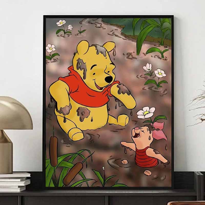 Disney Diamond Painting Winnie The Pooh And Friends Illustration, 5D Full Diamond Art Mosaic Diy Embroidery Cartoon Wall Decoration