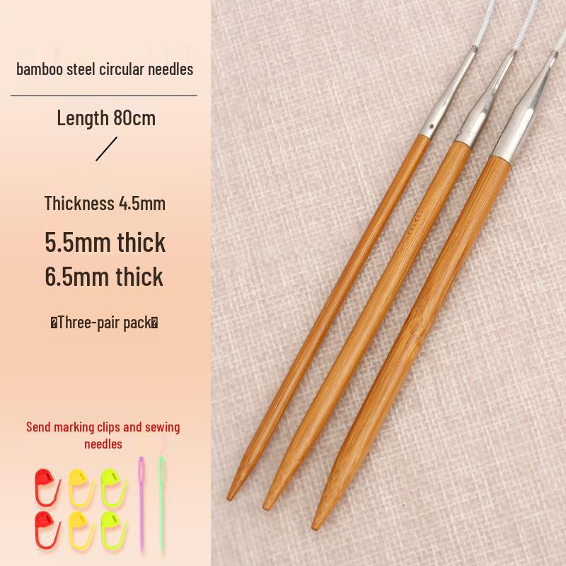 Circular Bamboo & Steel Knitting Needle Set for Hand Knitting Cowl & Cuff Projects