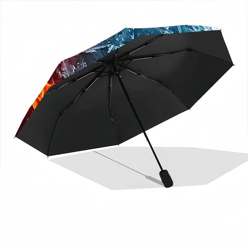 1pc Fire Ice Automatic Folding Umbrella - Compact 8-Rib Design, Durable Plastic & Iron, Lightweight for Outdoor Daily Use299