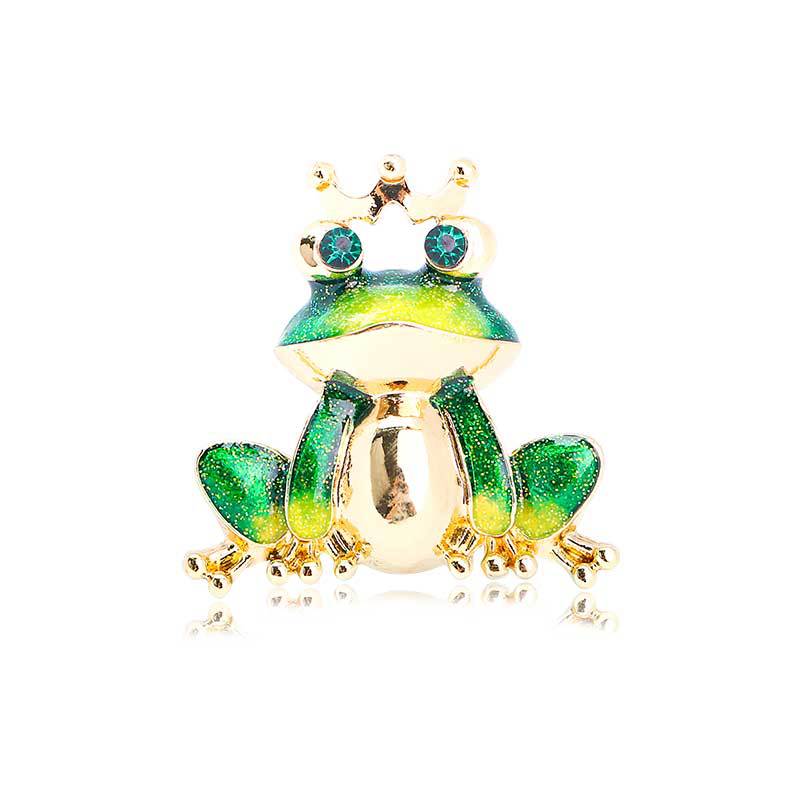 New Fashion Crown Frog Brooch Rhinestone Brooch Creative Versatile Oil Dripping Animal Corsage