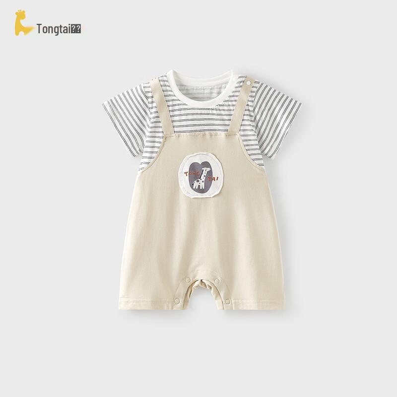 TONGTAI Infant Summer Modal Cotton Faux Two-Piece Short-Sleeve Romper 73