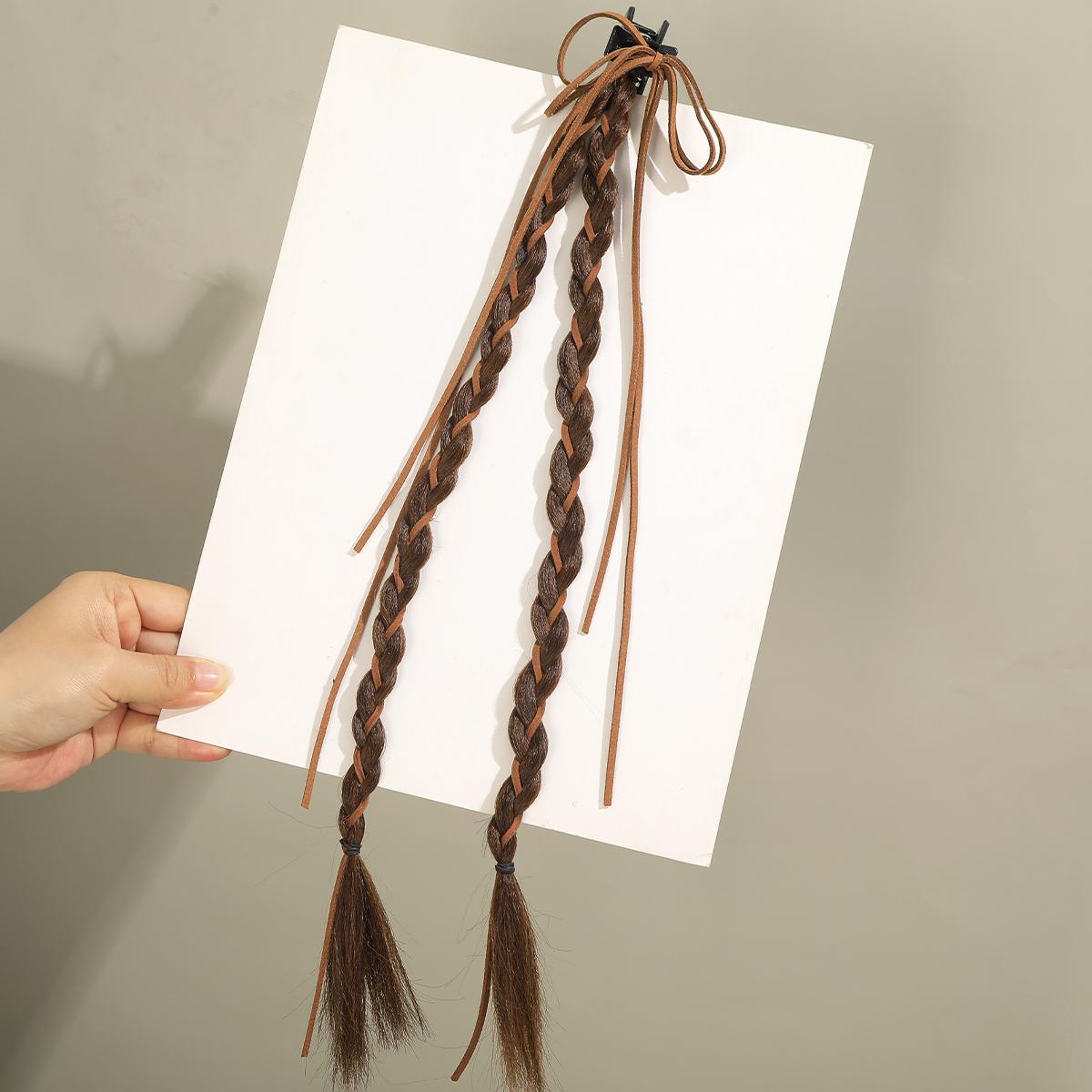 

AWAYTR Длинная коса скручиванием Парик Заколки для волос Модные украшенные заколки-крабы для волос для девочки Подарок Аксессуары для волос Валентин Головной убор