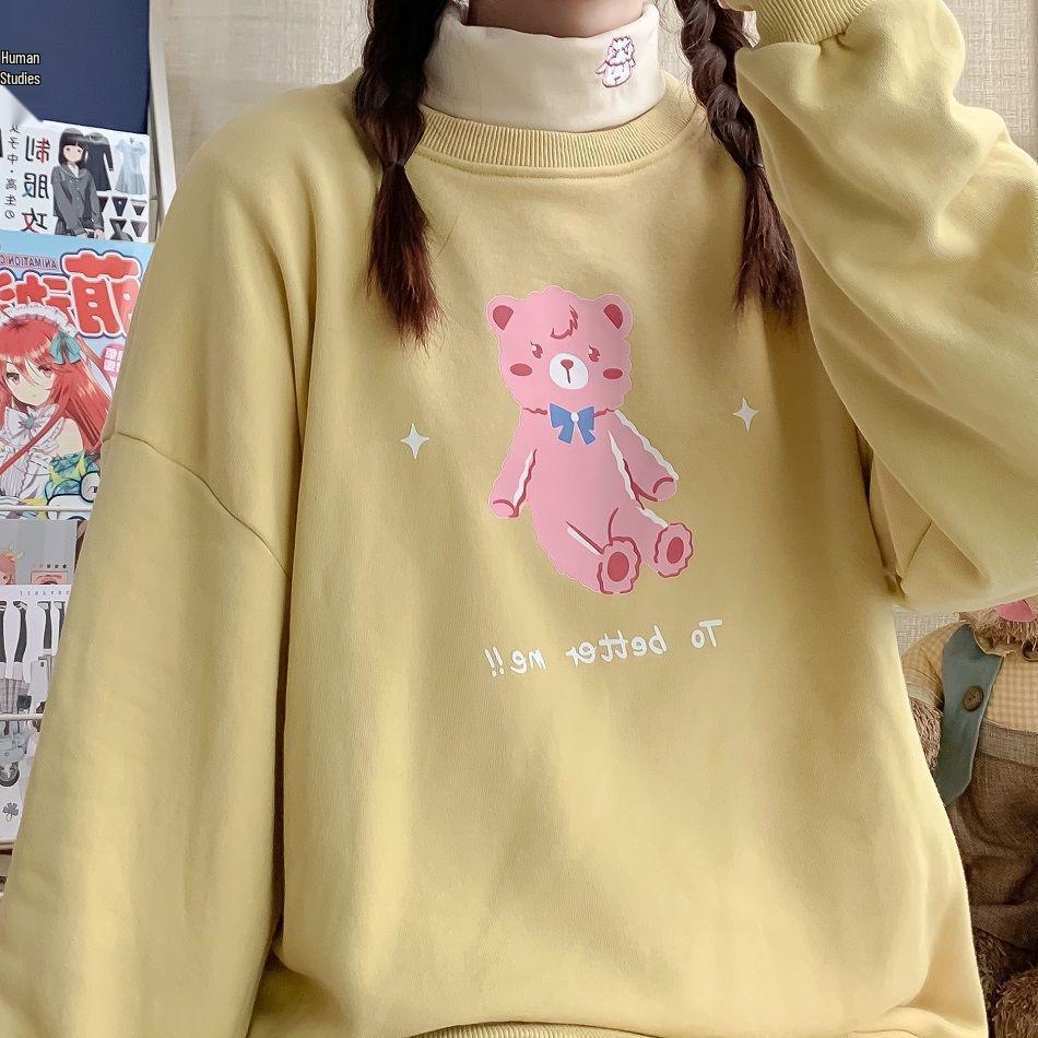 Damen High-Neck Fleecegefüttert Lammstickerei Locker Langarm Oberteil