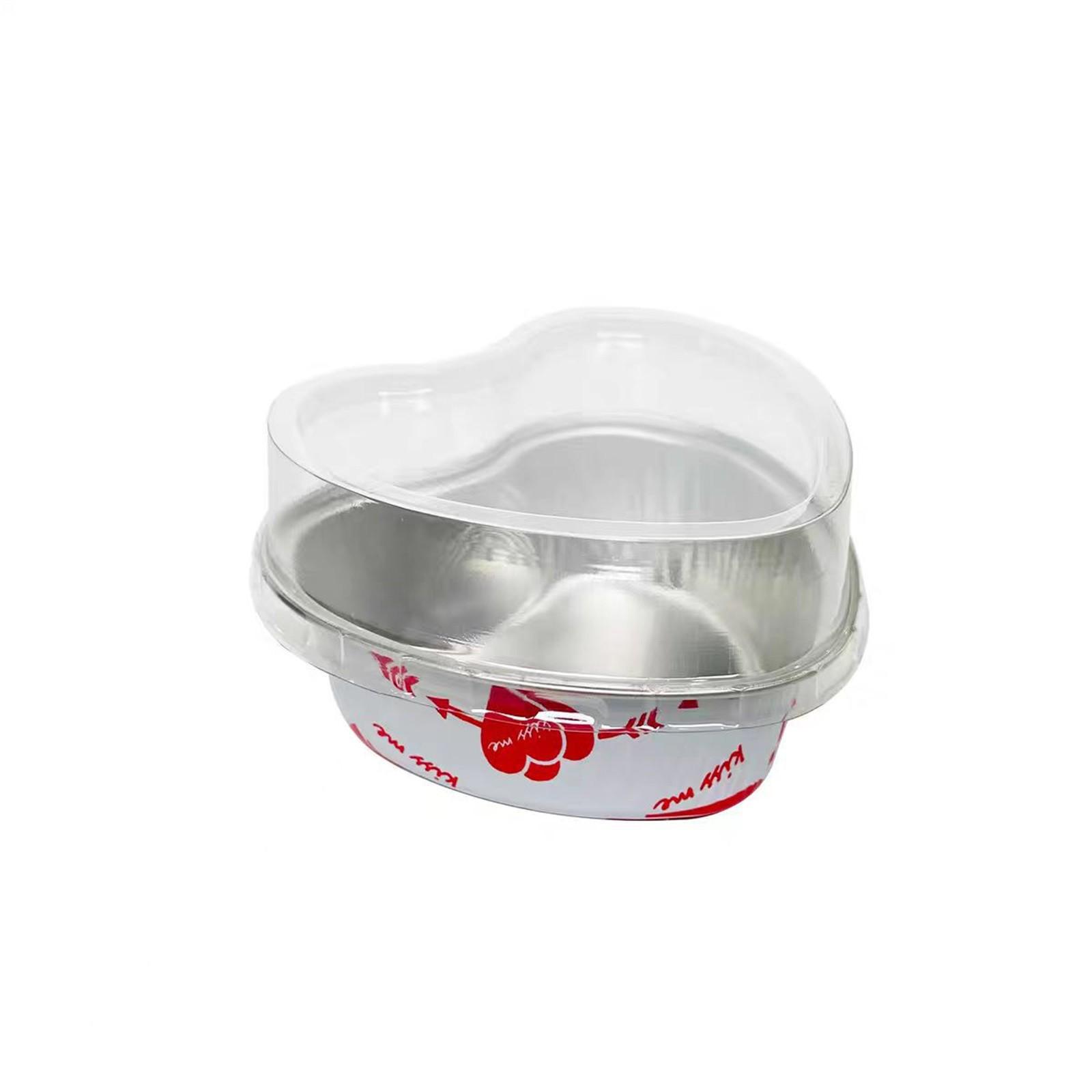 

50 шт. форм для торта в форме сердца ко Дню святого Валентина, алюминиевые фольгированные стаканчики с крышкой, один набор One Size белый