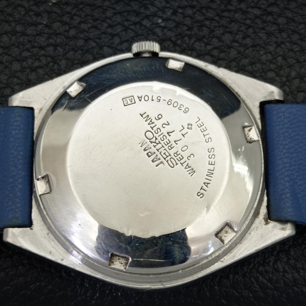 USED VINTAGE SEIKO AUTOMATIC 6309A JAPAN MENS CARTOON BLUE DIAL WATCH A433909-2 R119-a433909