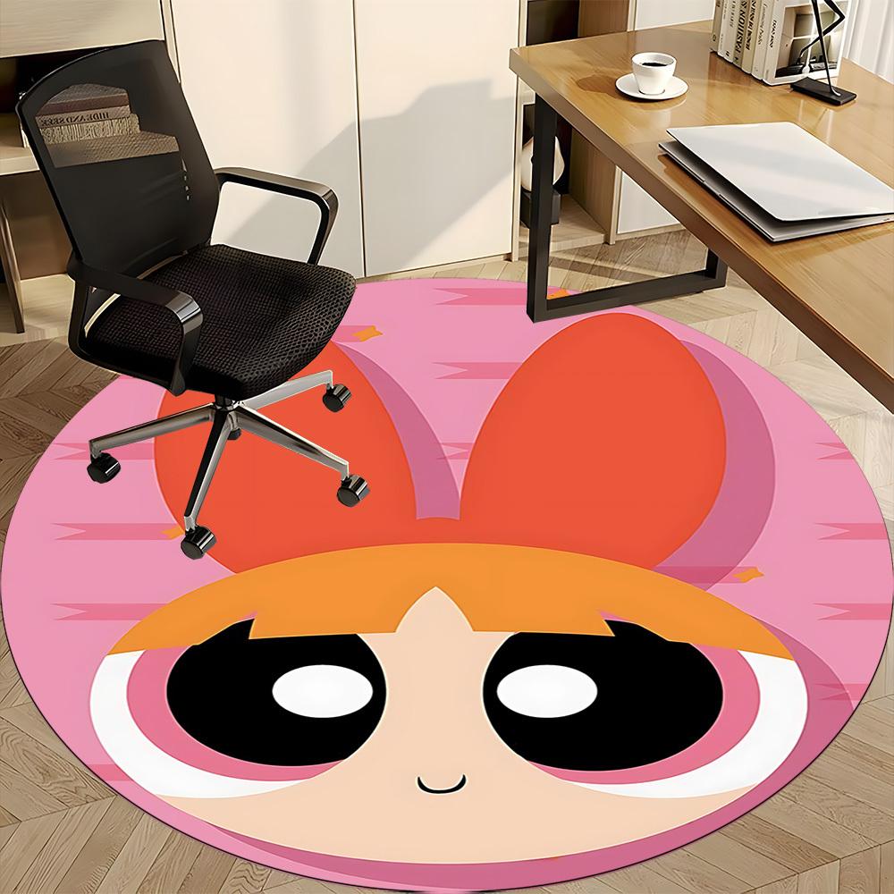 1pc Powerpuff Girls Office Round Area Rug, Under Office Chairs Bedroom Living Room Home Decor  A1022207