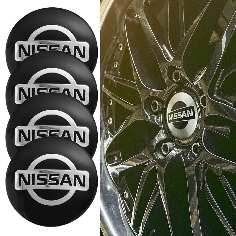 CNENFU1 4Pcs/Set Car Styling Aluminum Metal Wheel Center Hub Caps Badge Sticker For Nissan X-trail RogueQashqai Sport RogueAltima Versa