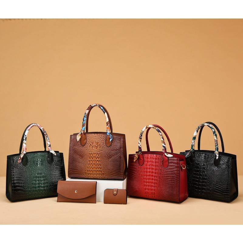 European and American Fashion Trend Three-piece Mother-child Bag New Crocodile Pattern One-shoulder Handbag Texture Crossbody Women's Bag