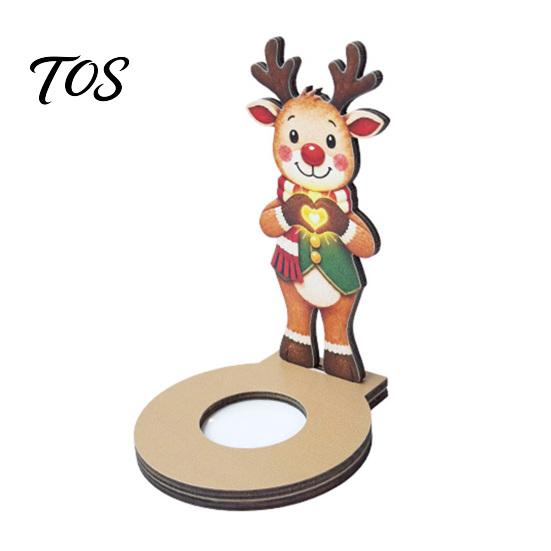 Creative Holiday Gifts for Friends Wooden Christmas Tealight Candle Holder, Santa Snowman Angel Reindeer Fireplace Mantle Decor Figurine, Tabletop