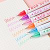 6 Pieces Curve Line Highlighter Pen Different Colors Mild Identification Marker Stationery