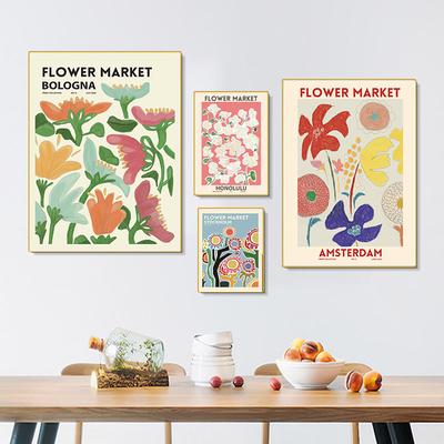 Stampa di poster di fiori astratti, arte murale di Parigi, pittura su tela, soggiorno, decorazione della casa