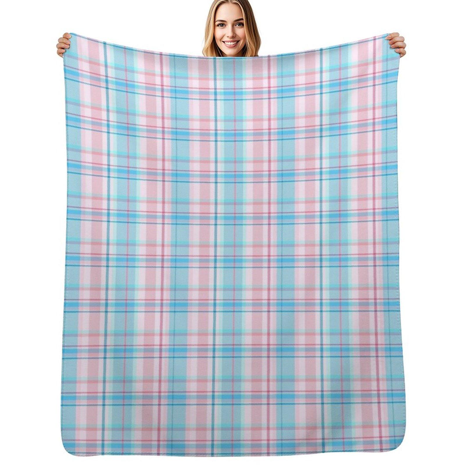 Exquisite Fashion Items Unisex White Trans Pride Tartan Throw Blanket Breathable Lightweight Blanket For Adults Kids
