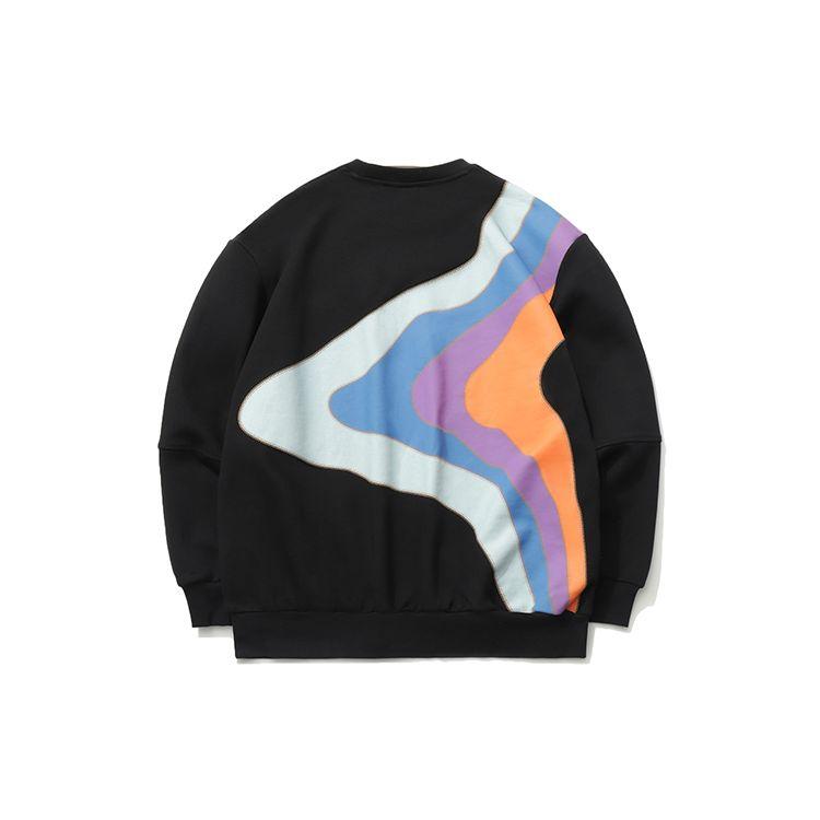 Li Ning Paris Fashion Week Collection Color Block Loose Fit Crew Neck Sweatshirt Men Sweatshirt Black AWDR165-3