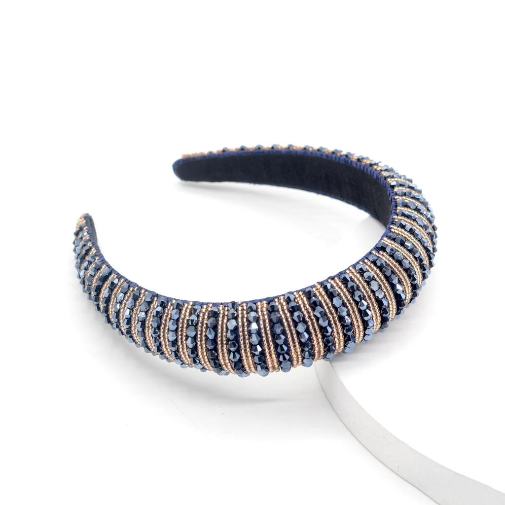 Baroque Rhinestone Headband Crystal Padded Hair Band Glittering Hair Accessories for Women Girls