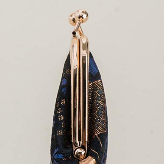 Kyoto Geibido Clasp Handcrafted by Japanese Made in Japan and Nishijin-ori 3.3-inch Wallet, Artisans, Pattern, (Black Gold)