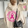 Believe Hope Fight Breast Cancer Awareness Hoodie Pink Ribbon Heart Letter Graphic Front Back Print Cancer Warrior Hooded Tops