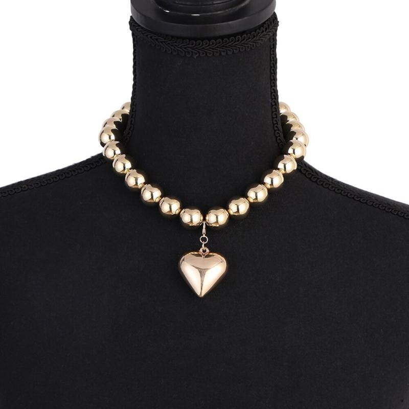 Set of 2 Heart Bead Necklace Stylish Charm Necklace Versatiles Beads Jewelry Adjustable Length Necklace for Daily Party