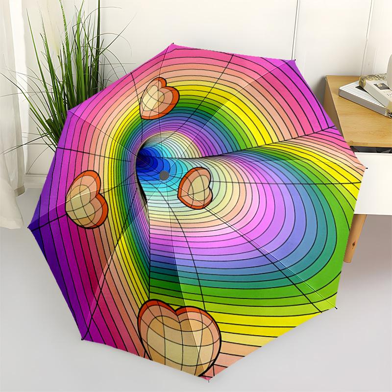 1pc Rainbow Heart Pattern Automatic Umbrella - Automatic Opening And Closing, Sturdy Iron Frame, Formal Occasions yy251018131