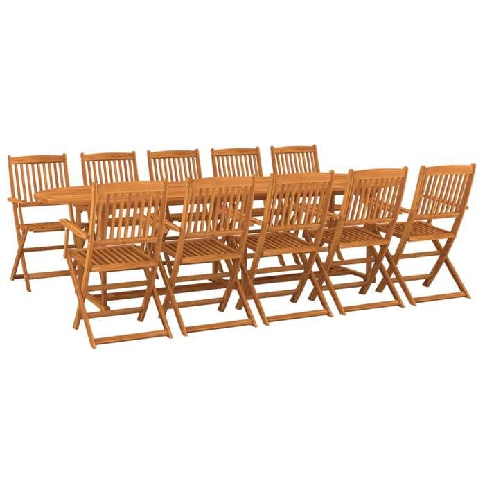 VidaXL Solid Acacia Wood Garden Dining Furniture 11 Pcs Patio Table and Chairs Dining Set 3086978