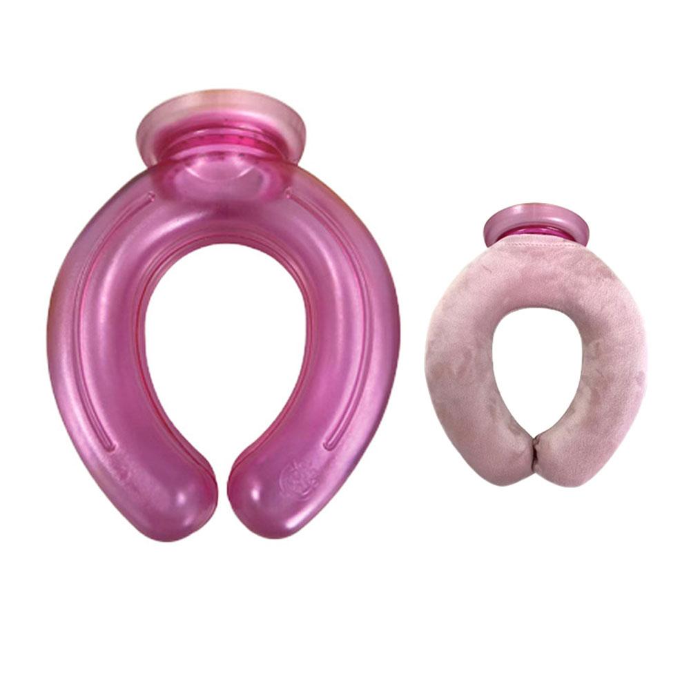 U-Shaped Fit Neck Protection Hot Water Bottle Cold Compress Neck Type PVC Cold Water Bag Knitted Fabric Cover Outdoor Sports