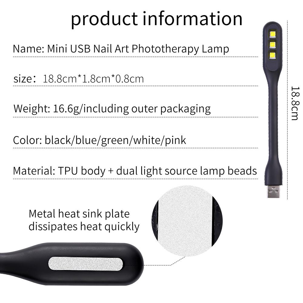 Portable Mini USB Nail Phototherapy Lamp Foldable LED Nail Dryer Machine UV Gel Polish Varnish Curer