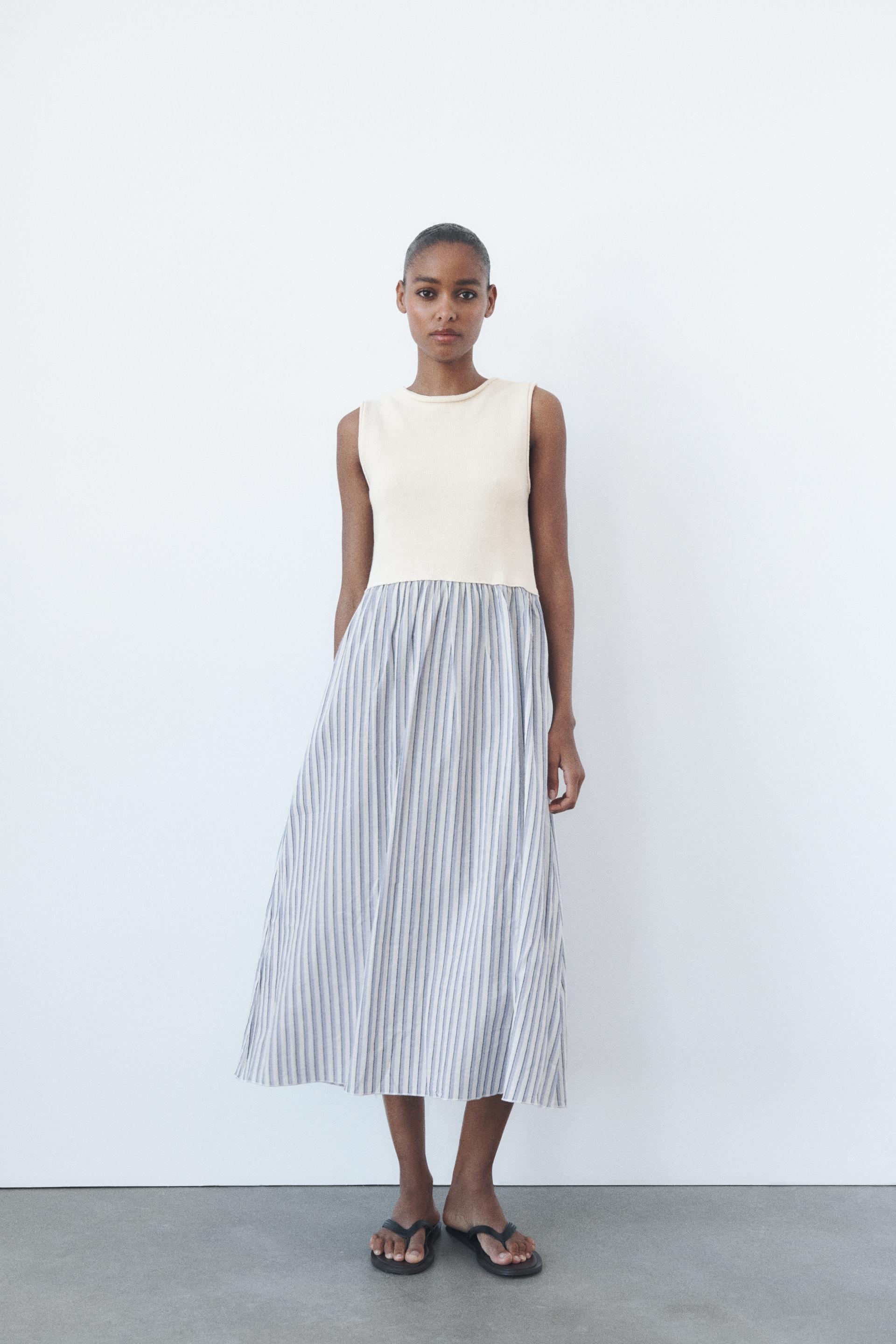 

ТРИКОТАЖНОЕ ПЛАТЬЕ В КОНТРАСТНУЮ ПОЛОСКУ