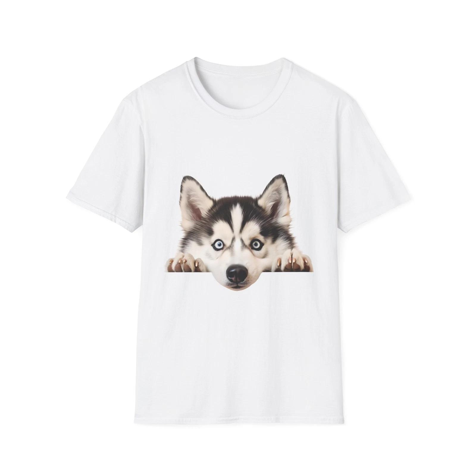 Cute Husky Face Unisex Softstyle T-Shirt, Dog Lover Gift, Casualwear, Pet Lover XL