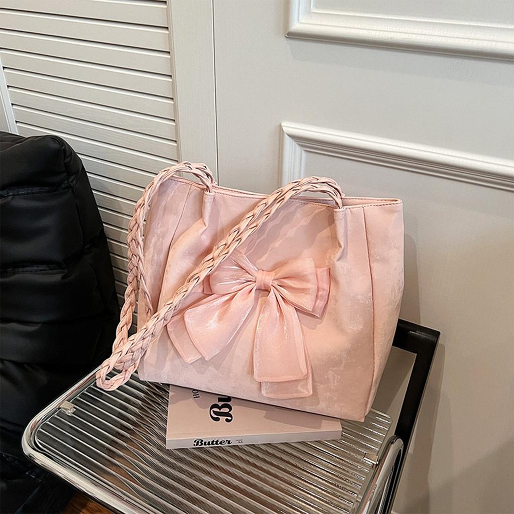 Ladies Fashion Shoulder Bag Handbag All-match Messenger Bag,Bow Contrast Color Shoulder Bag