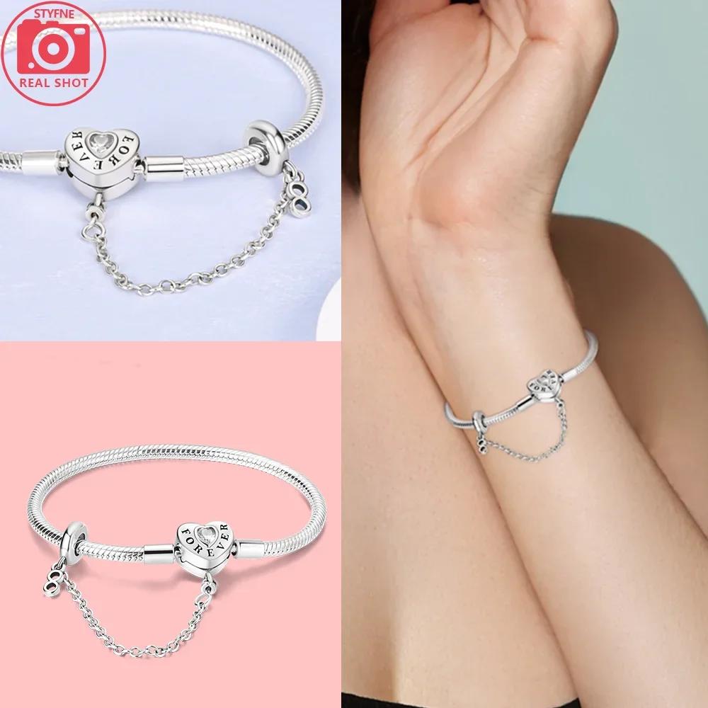Sliver Bracelets Heart Lucky Eyes Bracelets Female Anniversary Party Fine Bracelets Bangles Jewellery Gifts for Women
