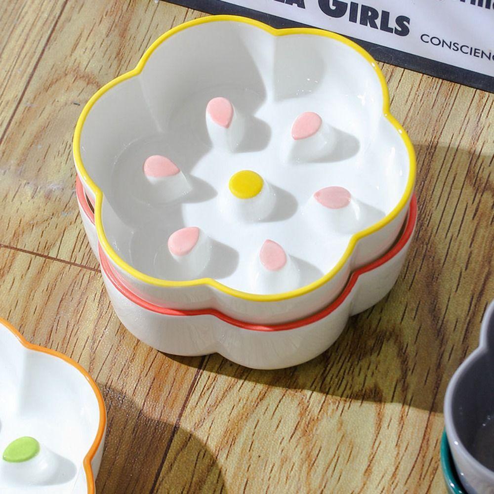 Neck Guard Slow Feeder Bowl Large Diameter Cat Water Bowl Ceramic Raised Pet Bowl  Household Use