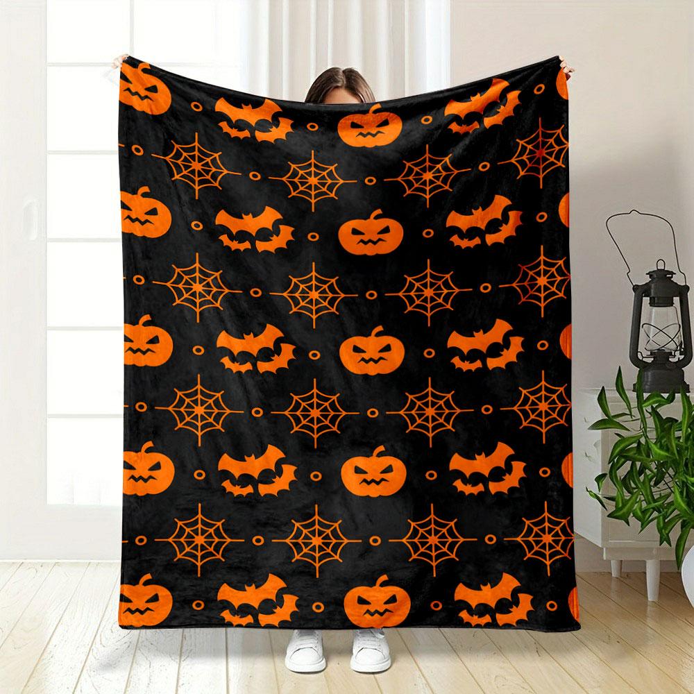 Halloween Pumpkins and Bats Pattern print blanket soft and cozy perfect for the living room bed sofa or a nap,gift